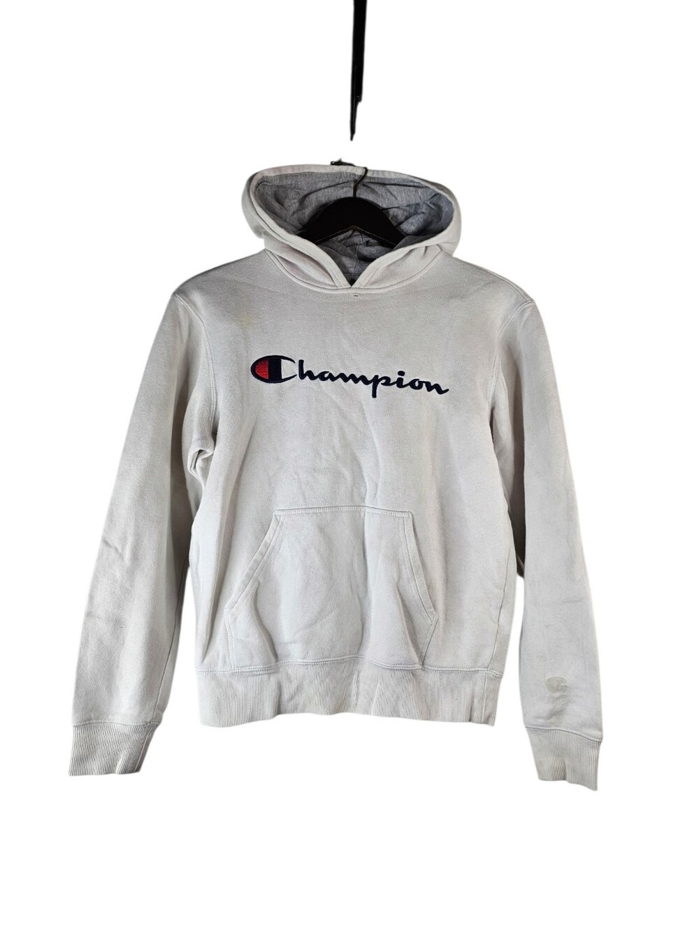Champion Hoodie Large White Embroidered Spellout Pullover